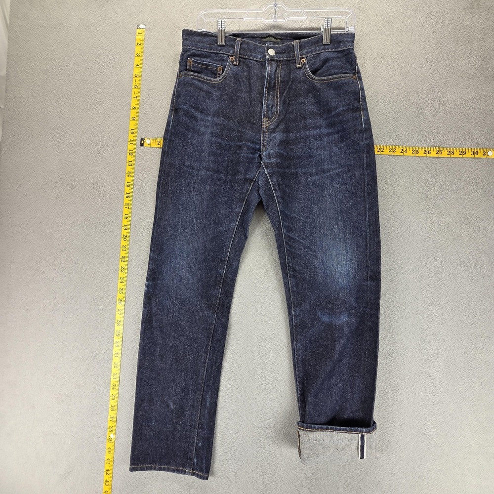 Selvedge Jeans Mens 29x30 Blue Uniqlo Regular Straight Kaihara Denim Whiskers‎